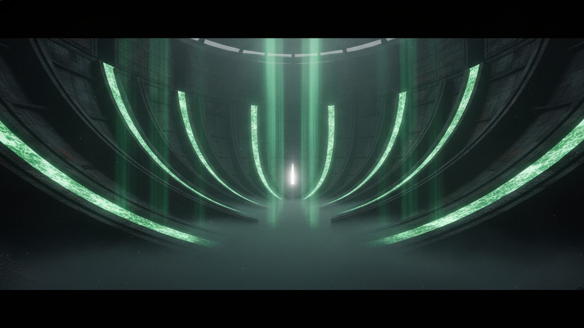 Abstract converging streams of light funnelling into a point, representing website leads