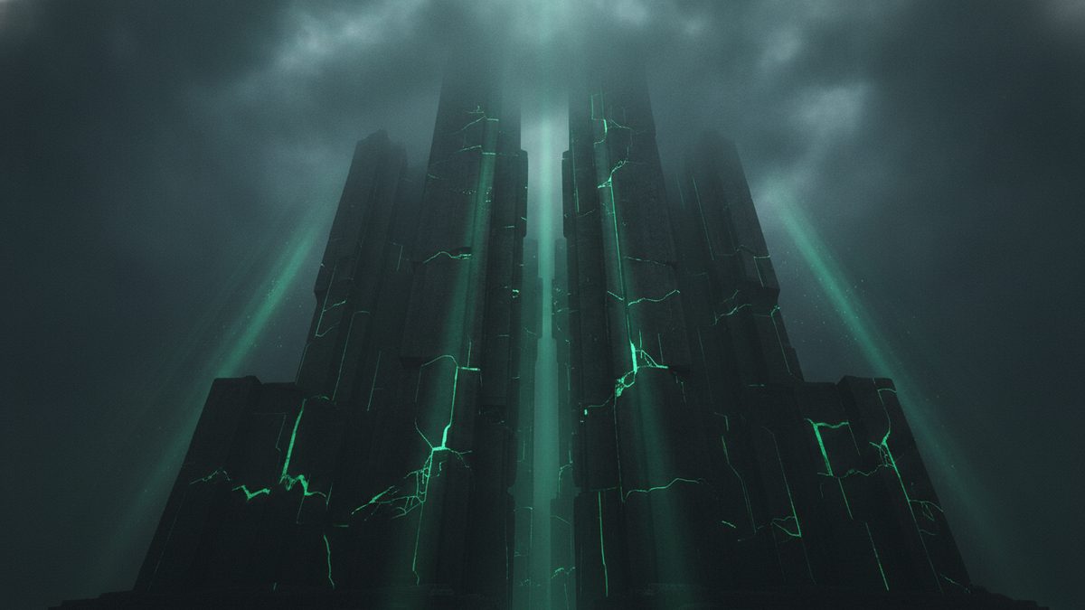 Abstract emerald and black illustration representing the cost and value of a trade website